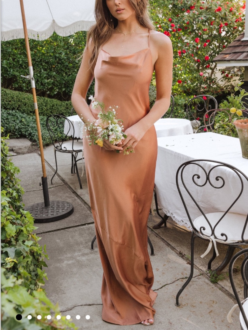 Show Me Your MuMu Elegant Tuscany Maxi Slip Dress Cowl Neckline M Copper Satin